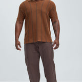 Camisa Takin Shots Textured Stripe Polo - Café/Combinado