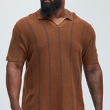 Camisa Takin Shots Textured Stripe Polo - Café/Combinado