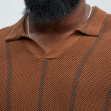 Camisa Takin Shots Textured Stripe Polo - Café/Combinado