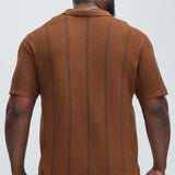 Camisa Takin Shots Textured Stripe Polo - Café/Combinado