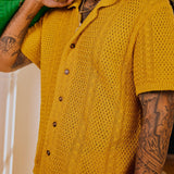 Abotonado Unwind Cable Knit Short Sleeve - Mostaza