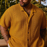 Abotonado Unwind Cable Knit Short Sleeve - Mostaza