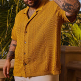 Abotonado Unwind Cable Knit Short Sleeve - Mostaza