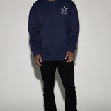 Suéter Cowboys Higher Education Fleece Crew Neck - Azul Marino/Combinado