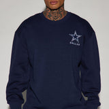 Suéter Cowboys Higher Education Fleece Crew Neck - Azul Marino/Combinado