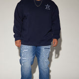 Suéter Cowboys Higher Education Fleece Crew Neck - Azul Marino/Combinado