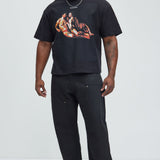 Camisa De Manga Corta Forbidden Textured - Negro
