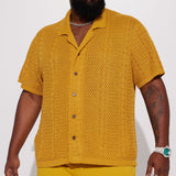 Abotonado Unwind Cable Knit Short Sleeve - Mostaza