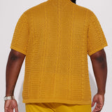 Abotonado Unwind Cable Knit Short Sleeve - Mostaza