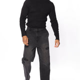 Viscose Ribbed Turtleneck - Negro
