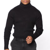 Viscose Ribbed Turtleneck - Negro