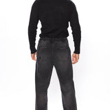 Viscose Ribbed Turtleneck - Negro