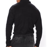 Viscose Ribbed Turtleneck - Negro