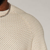 Suéter Say Less Cableknit Raglan - Crema