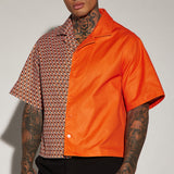 Camisa corta dividida Rafina - naranja / combinación