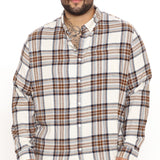 Camisa Top Light Breeze Plaid Long Sleeve Woven - Caqui/Combo