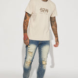 Camisa De Manga Corta SZN Label - Caqui