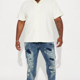 Camisa Abotonada Dean Textured Short Sleeve - Crema