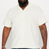 Camisa Abotonada Dean Textured Short Sleeve - Crema