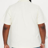 Camisa Abotonada Dean Textured Short Sleeve - Crema