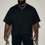 Camisa De Manga Corta Boxy Cropped Heavyweight - Negro