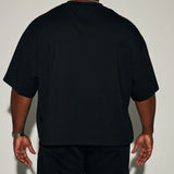 Camisa De Manga Corta Boxy Cropped Heavyweight - Negro