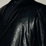 Americano: Chaqueta de traje Sawyer de piel falsa python - Negro