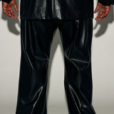 Pantalones de pierna ancha y corte holgado en imitación de serpiente Sawyer - Negro