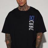 Camiseta de manga corta extragrande con gradiente de cubo de hielo - Negro