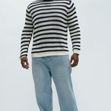 Suéter Loose Knit Striped - Azul Marino/Combinado