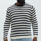 Suéter Loose Knit Striped - Azul Marino/Combinado