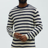 Suéter Loose Knit Striped - Azul Marino/Combinado