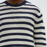 Suéter Loose Knit Striped - Azul Marino/Combinado