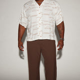 Camisa Abotonada Slub Effect - Blanco/Combinado