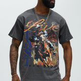 Camisa De Manga Corta Live Fast Cowboy - Gris