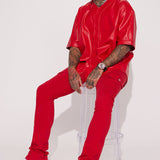 Jersey Homerun Faux Leather Short Sleeve - Rojo