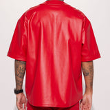 Jersey Homerun Faux Leather Short Sleeve - Rojo