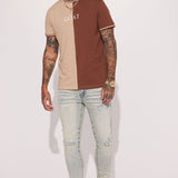 Camisa De Manga Corta GOAT Color Block - Café
