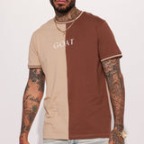 Camisa De Manga Corta GOAT Color Block - Café