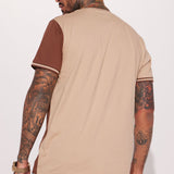 Camisa De Manga Corta GOAT Color Block - Café