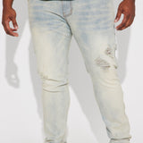 Jeans entallados de pierna acampanada apilados Zip It - Lavado azul vintage