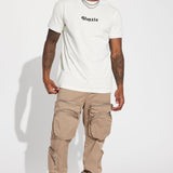 Camisa De Manga Corta Hustle Script Block - Crema
