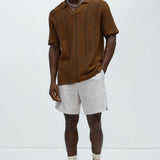 Camisa Takin Shots Textured Stripe Polo - Café/Combinado