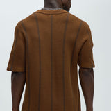 Camisa Takin Shots Textured Stripe Polo - Café/Combinado