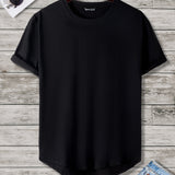 Manfinity Homme Camiseta De Hombre Con Dobladillo Curvo