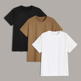 Manfinity Basics Hombres 3 piezas Camiseta basica unicolor