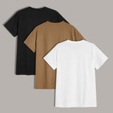 Manfinity Basics Hombres 3 piezas Camiseta basica unicolor