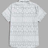 Manfinity RSRT Hombres Camisa con cuello con estampado geometrico