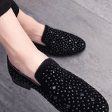 Hombres Mocasines slip on con diseno de diamante de imitacion