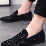 Hombres Mocasines slip on con diseno de diamante de imitacion